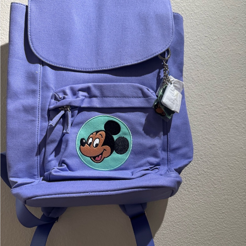 New Disney Mickey Mouse Patch Backpack with Charms